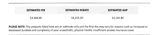 Photo of anaesthetist fees
